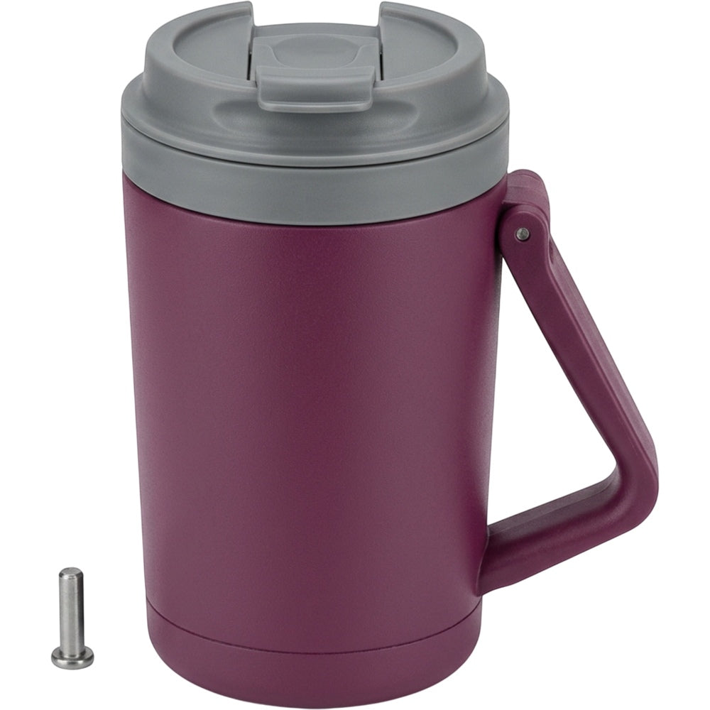 Zptwn Folding-Handle Vacuum Travel Cup 18 oz Plum Stone - Product view